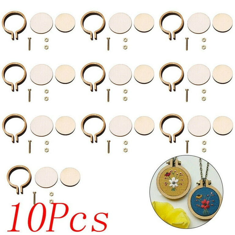 10Pcs 0.98 Inch Embroidery Hoops Bamboo Circle Cross Stitch Hoop