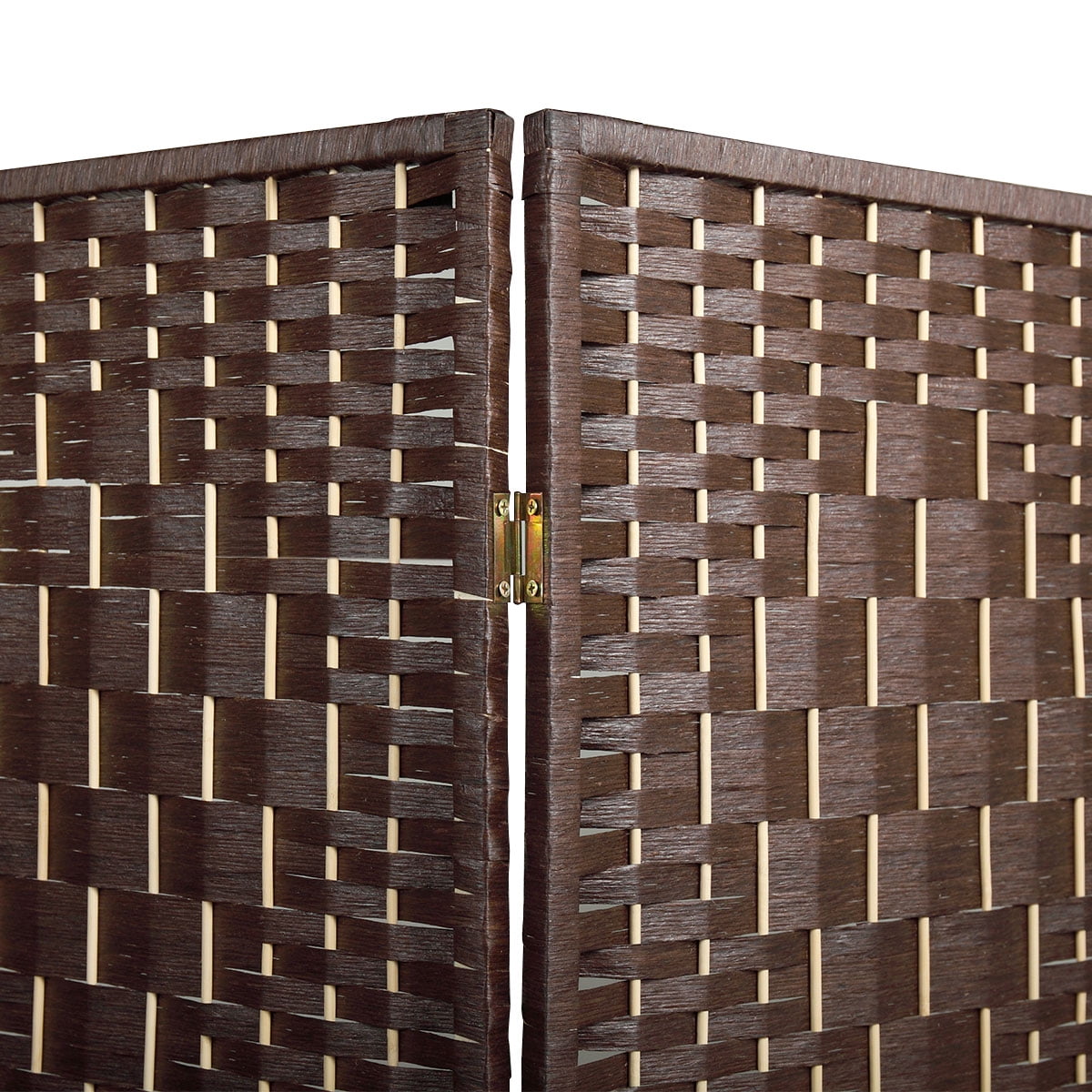 Kepooman Folding Retro Paper Rope Screen with Separate Divide, 4-panel Durable Screen Perfects for Indoor and Outdoor, Dark Brown Kepooman Folding Retro Paper Rope Screen with Separate Divide, 4-panel Durable Screen Perfects for Indoor and Outdoor, Dark Brown
