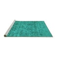 thumbnail image 2 of Ahgly Company Machine Washable Indoor Round Oriental Turquoise Blue Traditional Area Rugs, 3' Round, 2 of 4