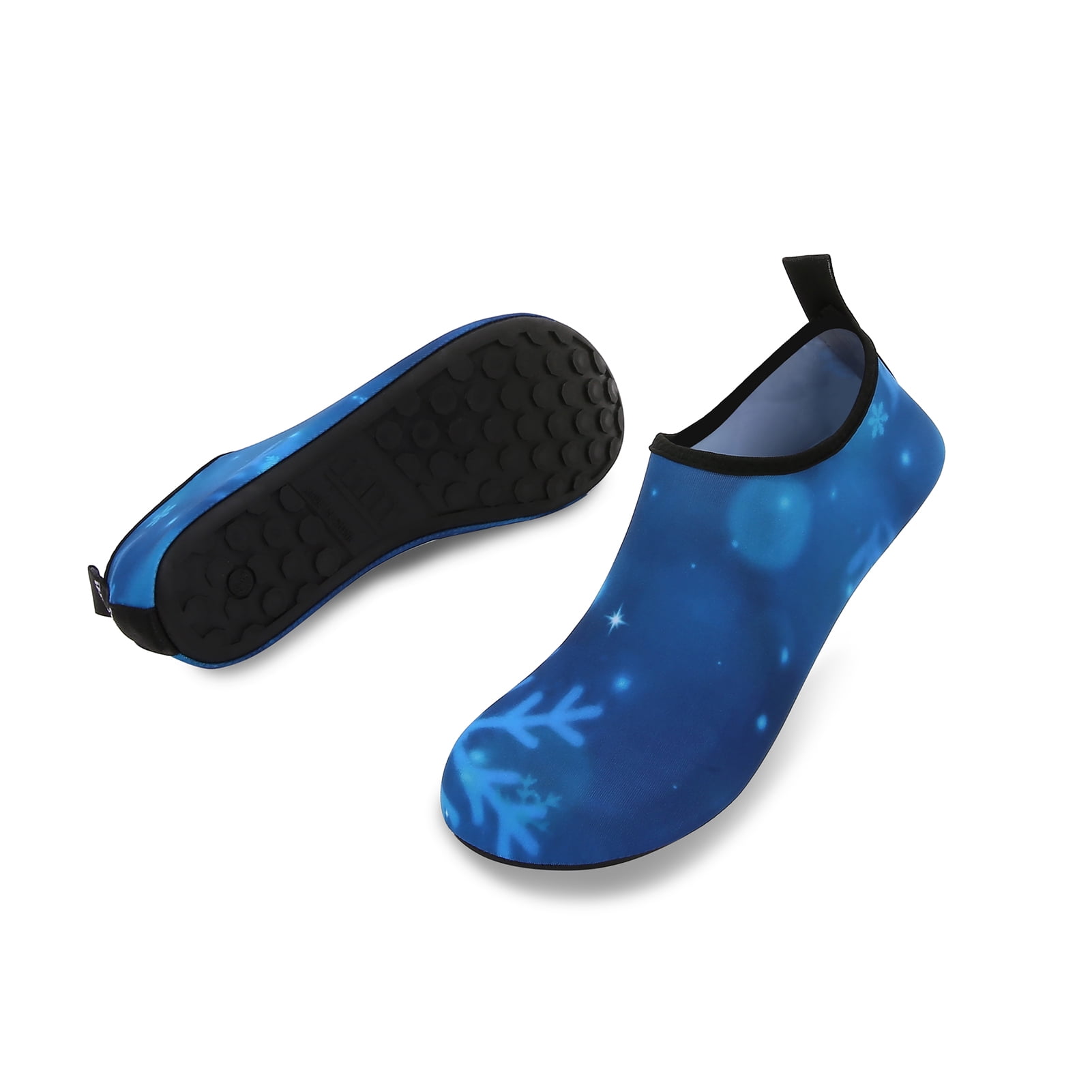 Men and Women a Slip On Barefoot Quick-Dry Beach Aqua Yoga Water Shoes (Snowflake/Blue, 5.5-6.5 Women/5-5.5 Men)