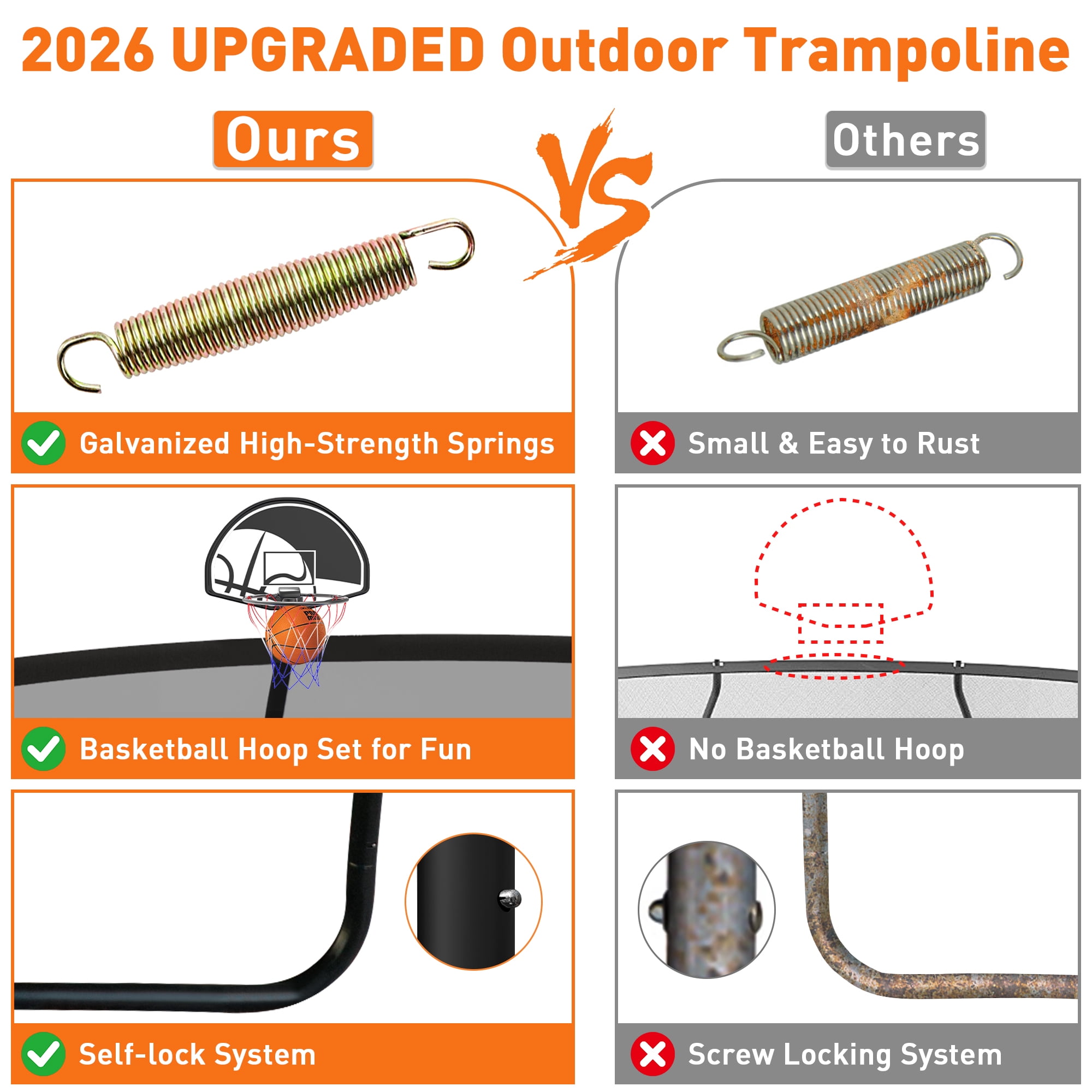 WOWLAND 16FT Trampoline for Adults and Kids 1500LBS Weight Capacity, Heavy Duty Outdoor Trampolines with Enclosure Net and Wind Stakes, Kids Trampoline with Basketball Hoop and Lights, Birthday Gift