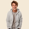 thumbnail image 3 of Dalix Panda Embroidered Zip Hoodie Fleece Long Sleeve Pocket Warm Soft Mens in Silver S Small, 3 of 5