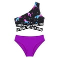 thumbnail image 3 of YONGHS Kids Girls 2PCS Bikini Sets Swimsuit One Shoulder Floral Crop Top with Bottoms Swimwear Purple Horse 12, 3 of 6