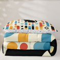 thumbnail image 5 of Manfei Mid Century Black Cat Twin Comforter Sets, Boho Rectangle Bedding Set, Cream Red Blue, Stars Reversible, 2 Pieces, 1 Comforter and 1 Pillowcase, 5 of 7