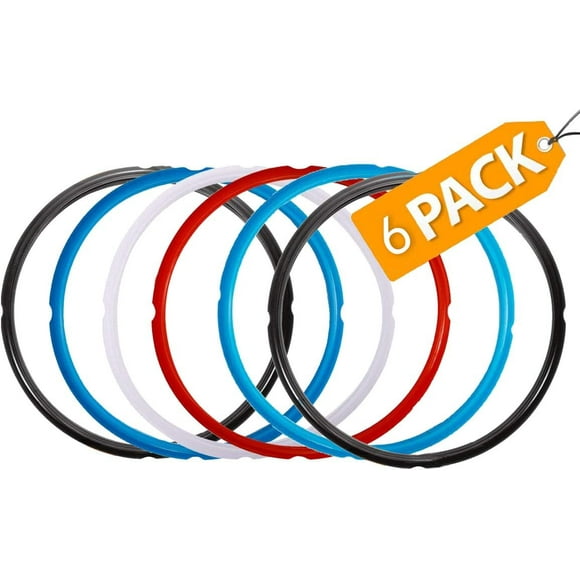 Sealing Ring for 6 Quart Instant Pot, Instant Pot Compatible Food-Grade Silicone Sealing Ring for Easy Installation and Removal, Colored (6 Pcs)