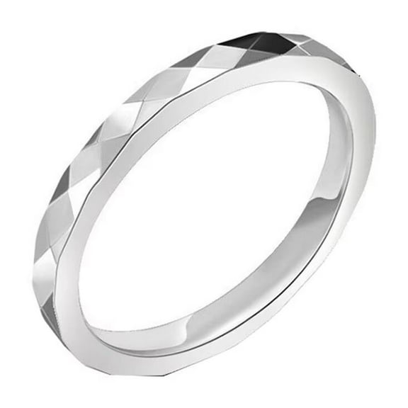 PAURO Women Men Titanium Steel Rings Rhombus Multi-faceted Wedding Band Fidget Rings 3.5mm Silver 4