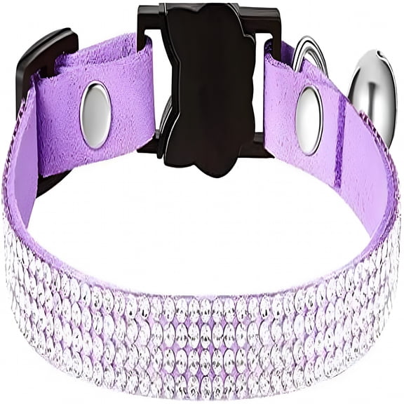 GASTROPOD Rhinestones Dog Cat Collars with Bell Bling Pet Puppy Collars with Soft Velvet Collars