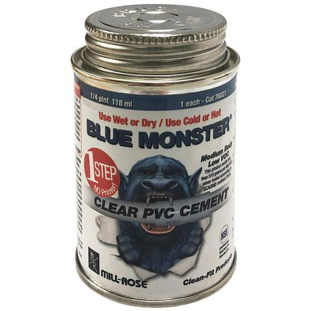 Blue Monster 4000148 4 oz Ciment Tout Temps pour PVC - Transparent