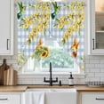 thumbnail image 3 of Swag Valance Curtains for Windows, Forsythia Flowers Light Filtering Kitchen Curtains, Spring Yellow Floral Hummingbird Blue Plaid Window Treatment Valances for Living Room, 36x63 - 2 PCS, 3 of 9