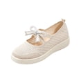 thumbnail image 3 of YOUYEDIAN Loafers for Women Platform Slip On Versatile Stripe Bowtie Deco Fashion Comfy Knit Flats Casual Soft Breathable Walking Shoes, 3 of 5