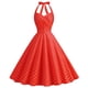 thumbnail image 2 of Vestido estilo Hepburn de lunares, años 50 y 60, estilo vintage, corte en A, espalda descubierta, cuello halter, estilo pin up, rockabilly, para mujer, estilo retro de fiesta de verano, 2 of 6