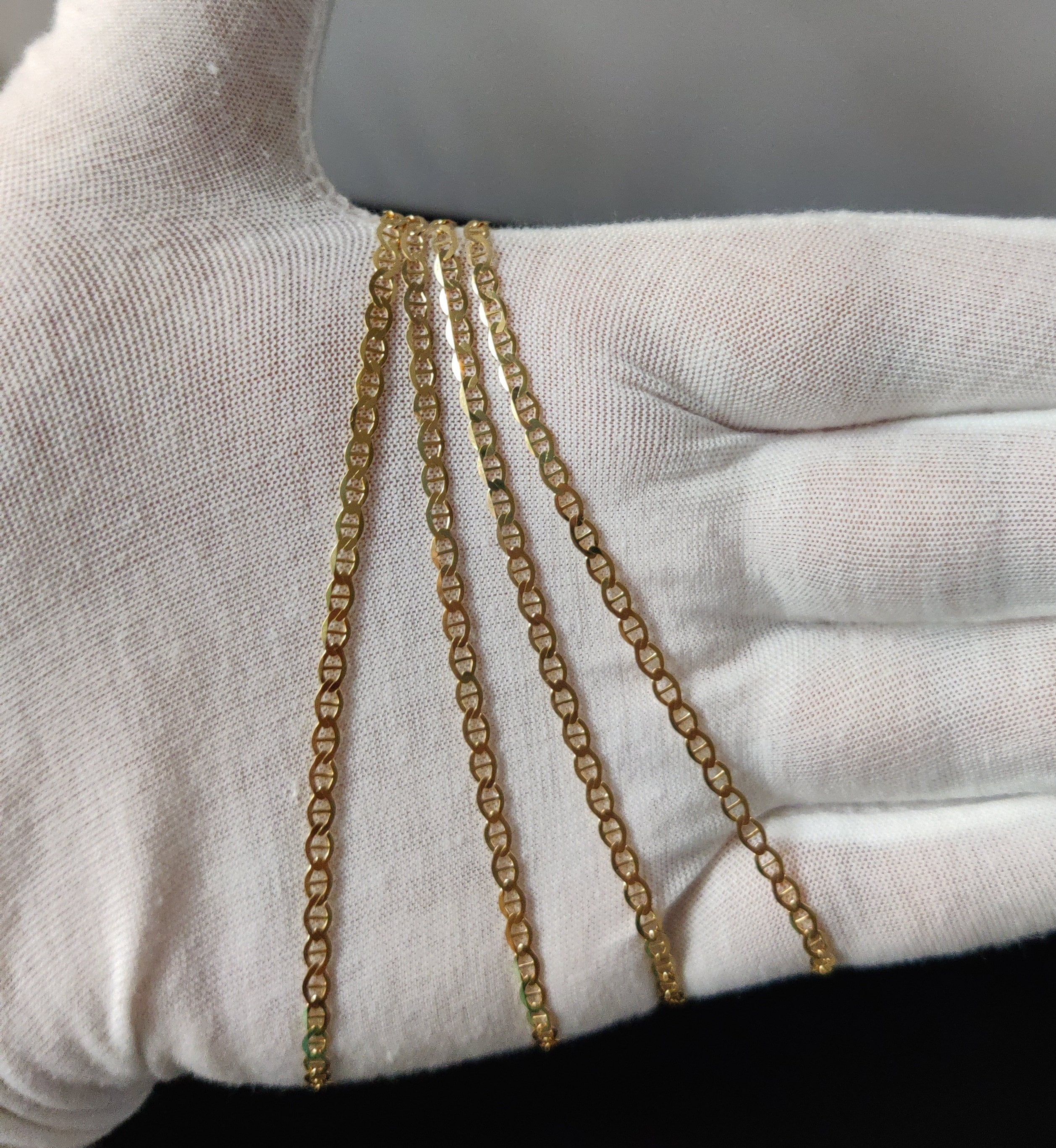 SOLID 14k Real Yellow Gold 3.2mm  Mariner Anchor Link Chain Necklace, Real Solid 14K Yellow Gold, 14k Gold Chain, Solid Mariner Anchor Chain (Necklace length:18;)