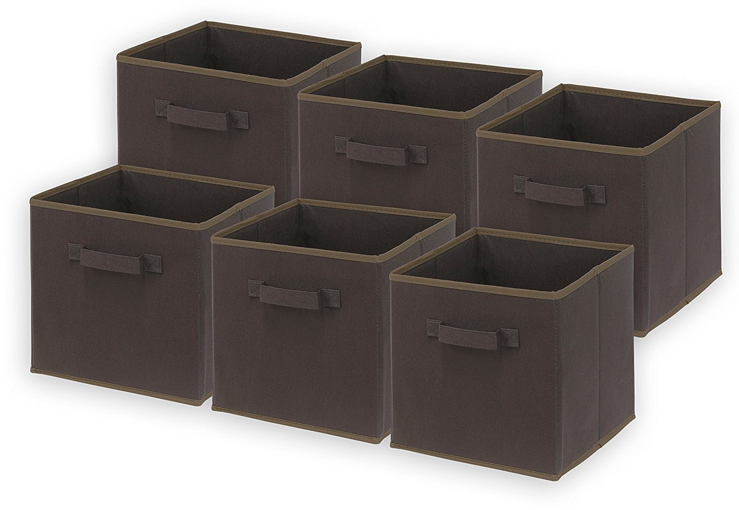 6 Pack SimpleHouseware Foldable Cube Storage Bin, Brown