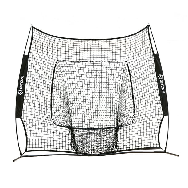 Get Out! Hitting and Pitching Net with Strike Zone 7 x 7ft Baseball
