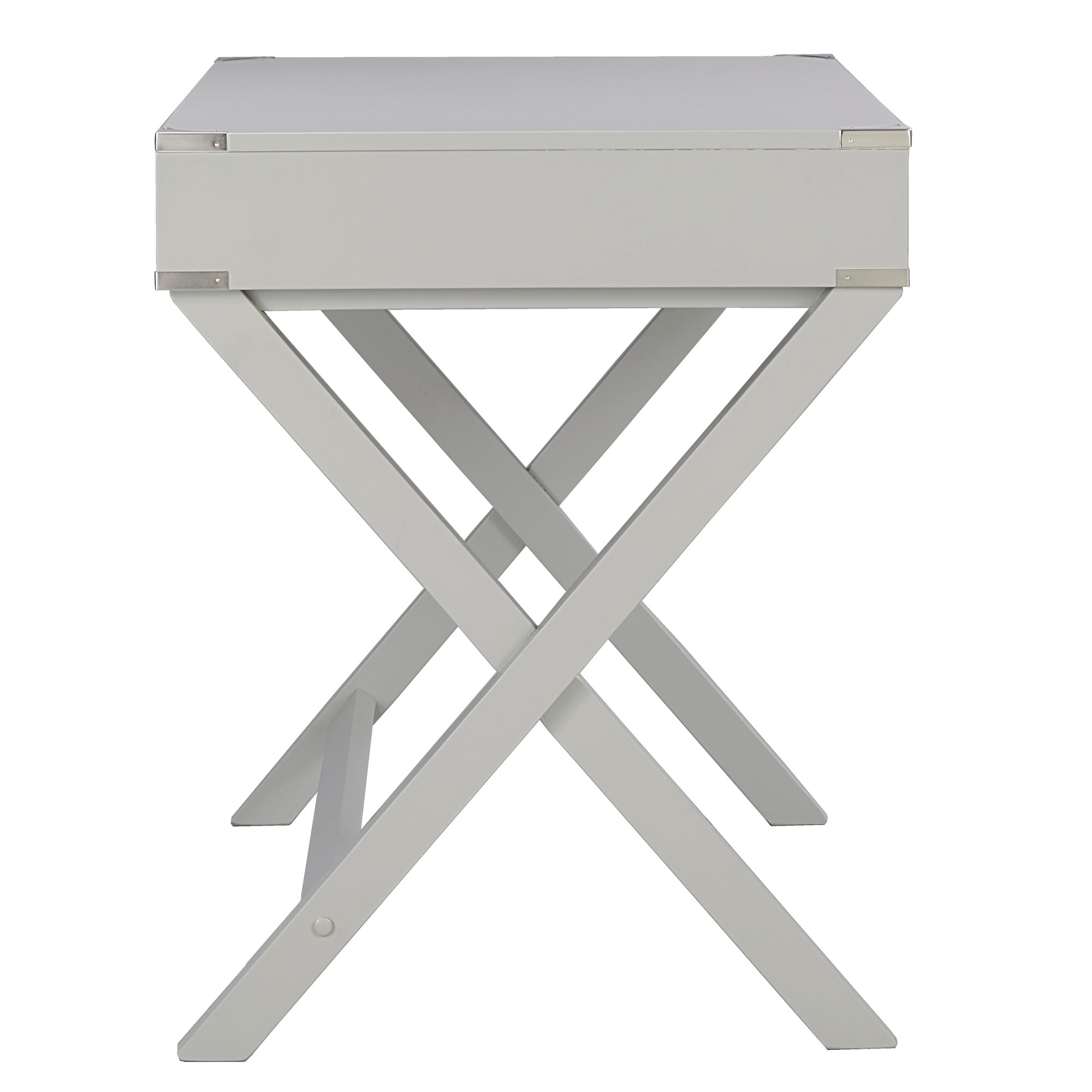 Weston Home Wood X-Base Campaign Writing Desk with Drawers, Silver Birch