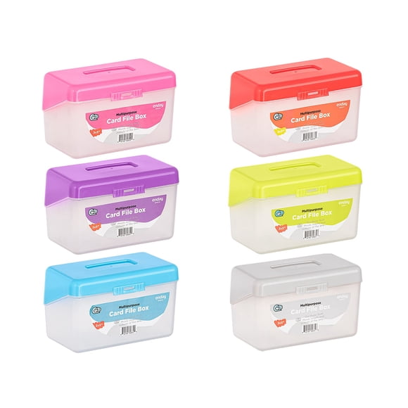 Enday Portatarjetas de índice Estuche organizador de tarjetas flash de notas de 3x5 Archivo de tarjetas de índice apilable con tapa abatible Receta Púrpura Rojo Verde Azul Gris Rosa Soporte para 250 t