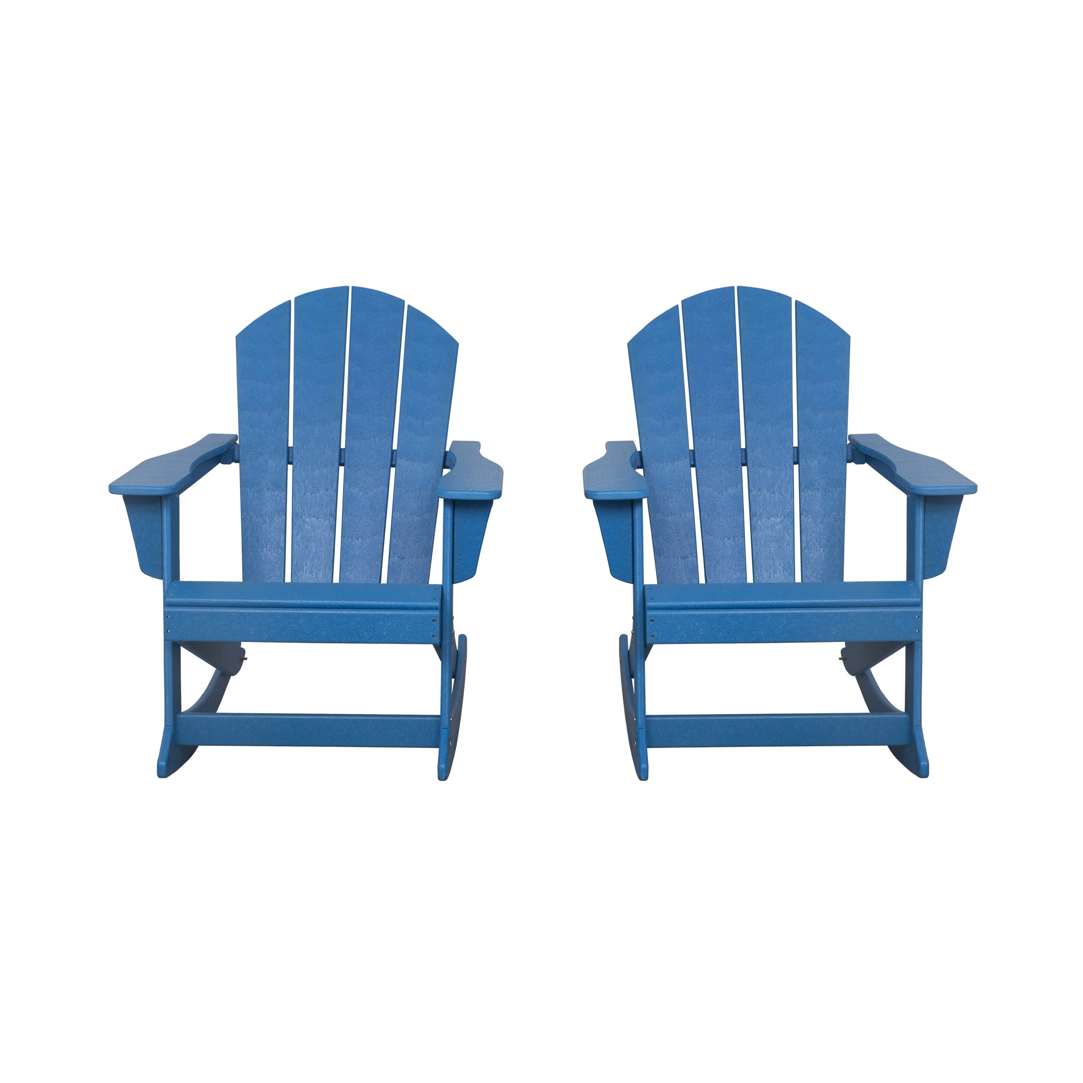 GARDEN Set of 2 - Plastic Outdoor Rocking Chairs for Patio Porch, Pacific Blue