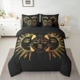 thumbnail image 2 of Manfei Sun Flower 7pcs Bedding Comforter Set,Boho Floral Queen Bedding Sets,Black Gold bohemian Queen Sheet Sets For Boys Teens,Breathable Home Decor Reversible, 2 of 8
