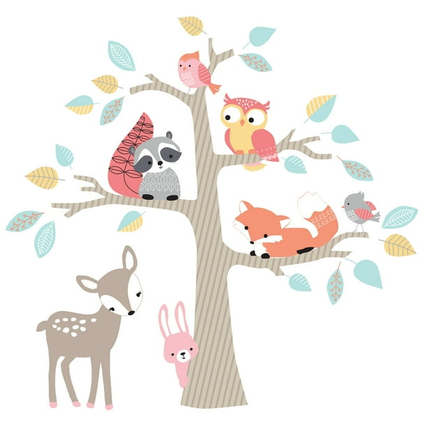 Lambs & Ivy Little Woodland Animals and Tree Jumbo Nursery Wall Decals