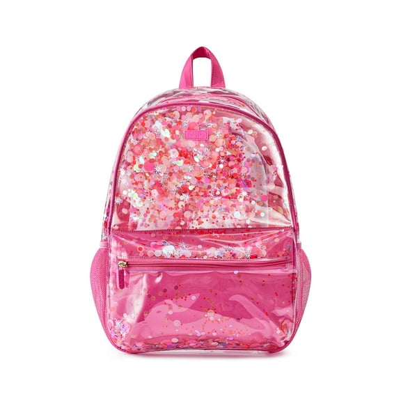 Packed Party Sweet Tart Pink Confetti Backpack Women's Fashion Shoulder Clear Book Bag; Trendy Confetti Look for Work and Travel (Pink - Sweet Tart)