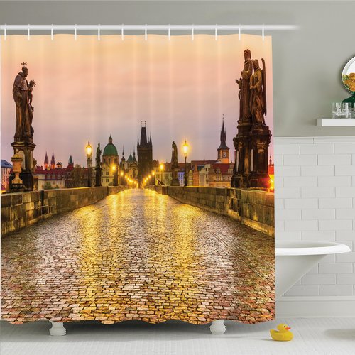 Ambesonne Cityscape Old Town in Prague Shower Curtain