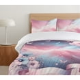 thumbnail image 4 of Ambesonne Flowery Duvet Cover Set, Dreamy Atmosphere Clouds, Queen, Pale Salmon and Blue Grey, 4 of 4