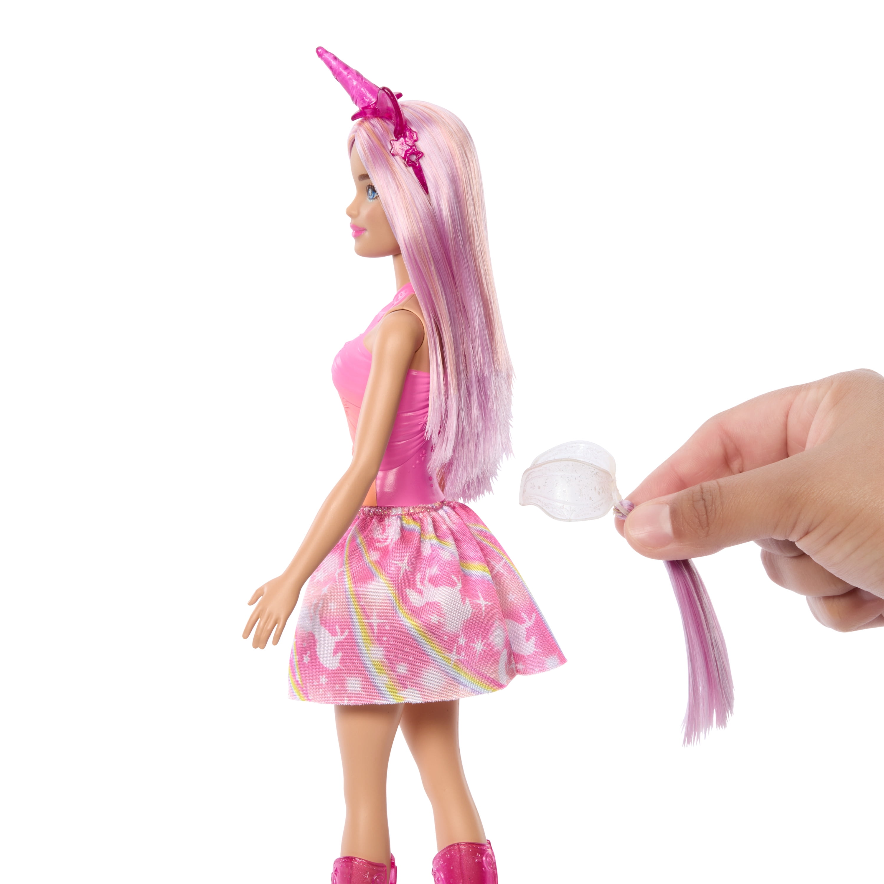 Barbie Unicorn Doll with Pink Hair, Ombre Outfit and Unicorn Accessories