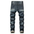 thumbnail image 3 of Fgnfyis Mens Stretch Slim Fit Jeans Ripped Distressed Straight Leg Denim Pants Stretch Motorcycle Jeans Trousers Mens Pants Dark Blue 36, 3 of 8