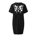 thumbnail image 3 of Women's Fashionable V Neck Short Sleeve Solid Color Loose Dress, 3 of 4