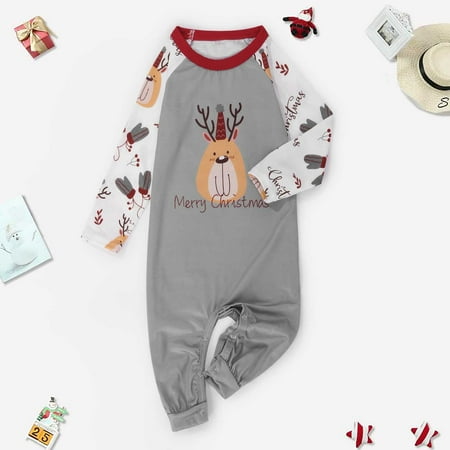 

Tejiojio Kids Clothing Holiday Gift Christmas Parent-Child Outfit Baby Printed Family Matching Pajamas Crawl