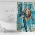 thumbnail image 4 of Blue Green Coastal Shower Curtains for Bathroom Waterproof Fabric Bath Curtains Decor Bath Tub Curtain Sea Turtle Ocean Retro Decorative Shower Curtain Sets with 12 Hooks, 72x72 Inch, 4 of 6