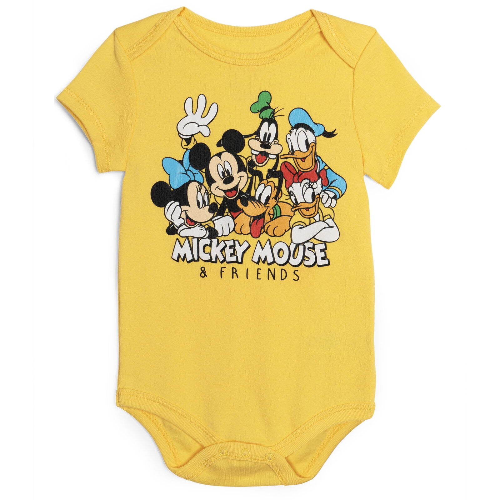 Disney Mickey Mouse Baby Boy or Girl 5-Pack One Piece Bodysuits Yellow Red Grey Multi