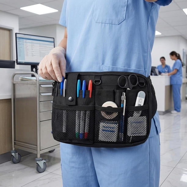 Riñonera para enfermera veterinaria, riñonera de enfermería, organizadora para enfermera, cinturón de herramientas para médico. Negro
