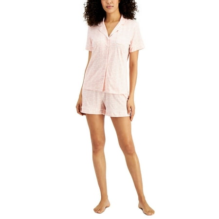 

Charter Club Womens Printed Notch-Collar Top & Shorts Pajama Set