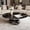 Black, variant on 39.37" Modern Round Coffee Table for Living Room, Sintered Stone Coffee Table with Golden Balls Metal Base, Circle Living Room Table Center Table for Home Office