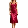 thumbnail image 3 of Bovxnpu Womens Nightgown Sleepshirt Pajama Dress Satin Spaghetti Strap Backless Calf Length Nightgown Sleepwear, 3 of 8