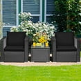 thumbnail image 4 of Gymax 3PCS Rattan Patio Conversation Furniture Set Outdoor w/ Black Cushions, 4 of 10