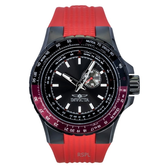 Invicta Montre pour Homme Aviator Rouge Bracelet en Silicone Cadran en Métal Canon Quartz 49724 100M