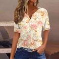 thumbnail image 2 of OIOLOYJM Easter Tops for Women Holiday Bunny Egg Print Henley Shirts Happy Button Up V Neck Short-Sleeve T Shirts Spring Lightweight Clothes Pink M, 2 of 6