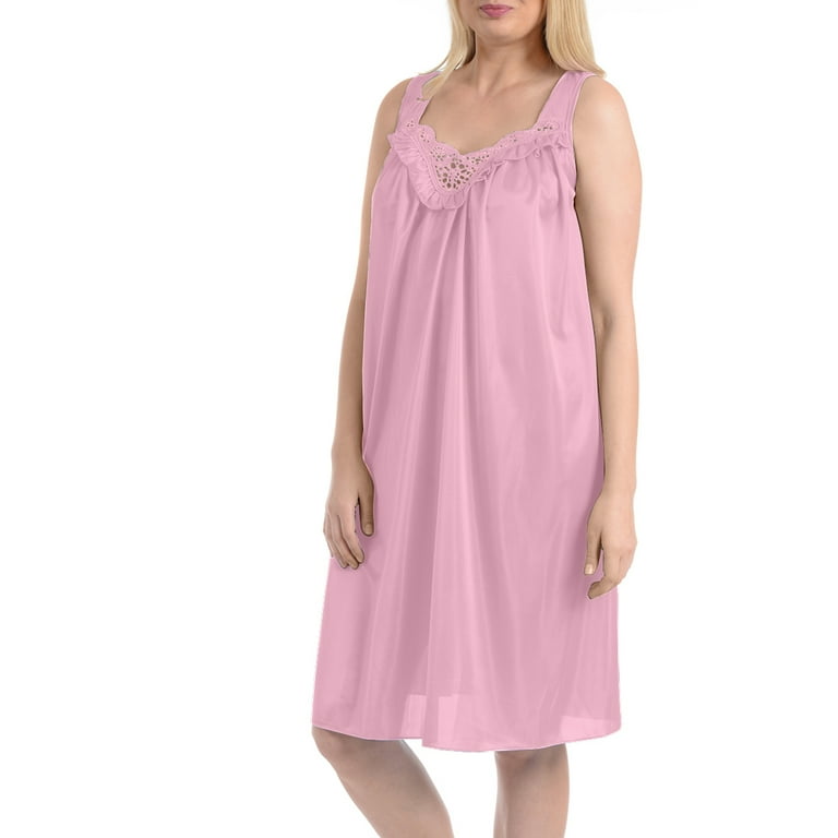 EZI Nightgowns for Women - Soft & Breathable Satin Night Gowns for Adult  Women - Medium to Plus Size Womens Sleep Shirts - Knee-Length Nightgown 