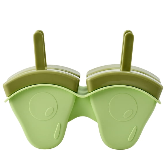 Cook With Color 4-Piece Silicone Ice Pop Molds, Reusable Popsicle Maker with Lids and Sticks, Avocado