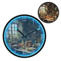 Voice Activated Clock with Glow Light 12 Inch Large Silent Wall Clock Battery Operated for Home Decor Vintage Kitchen Scene