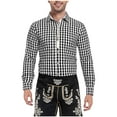 thumbnail image 1 of Lovzfmll Men's Color Block Plaid Button-Down Long Sleeve Shirt, Fashion Collared Top Black, XL, 1 of 5