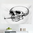 thumbnail image 1 of Skull Smoking Tapestry, World No Tobacco Day Pattern Vintage Image 2 Crossed Cigarettes, Fabric Wall Hanging Decor for Bedroom Living Room Dorm, 2 Sizes, Beige and Dark Cocoa, by Ambesonne, 1 of 1