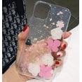 thumbnail image 3 of iPhone 11 Pro Floral Case Girls Women Sparkle Glitter Pressed Dry Real Flower Cover Flexible Soft Rubber Crystal Clear Case for iPhone 11 Pro (Hydrangea-Pink), 3 of 10