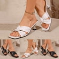 thumbnail image 2 of Womens Heeled Sandals Open Square Toe Slip on Mules Crooss Strap Kitten Heels Trendy Slides Summer Dress Shoes Black Size 8.5, 2 of 7