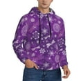 thumbnail image 2 of Wukai Purple Snowflakes Print Men Hoodies Fleece Sweatshirts Long Sleeve Sweaters Pullover Fall Outfits Winter Clothes-3X-Large, 2 of 7