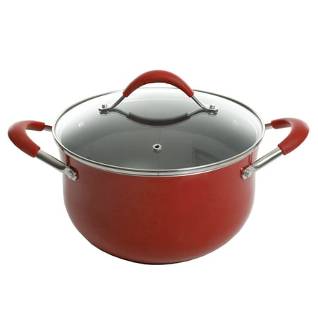 The Pioneer Woman Frontier Speckle 10-Piece Aluminum Nonstick Cookware Set, Red