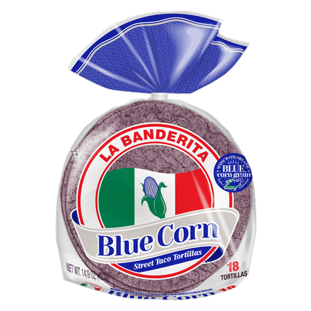 2x-La Banderita Blue Corn Small Street Taco Tortillas, 14.9 oz, 18 Count
