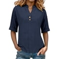 thumbnail image 5 of Womens Clothes Summer Kelon Women's Tops, Tees & Blouses Short Sleeve Shirts V Neck Boho Tops Summer Going Out Basic Tee, S, 5 of 9